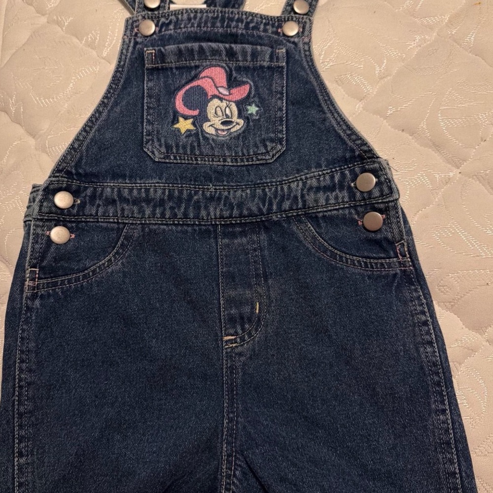 Disney Blue Denim Overalls with Minnie Embroidery